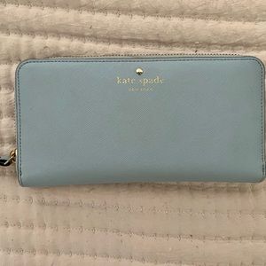 Kate Spade Zip Wallet, Dusty Blue - Like New